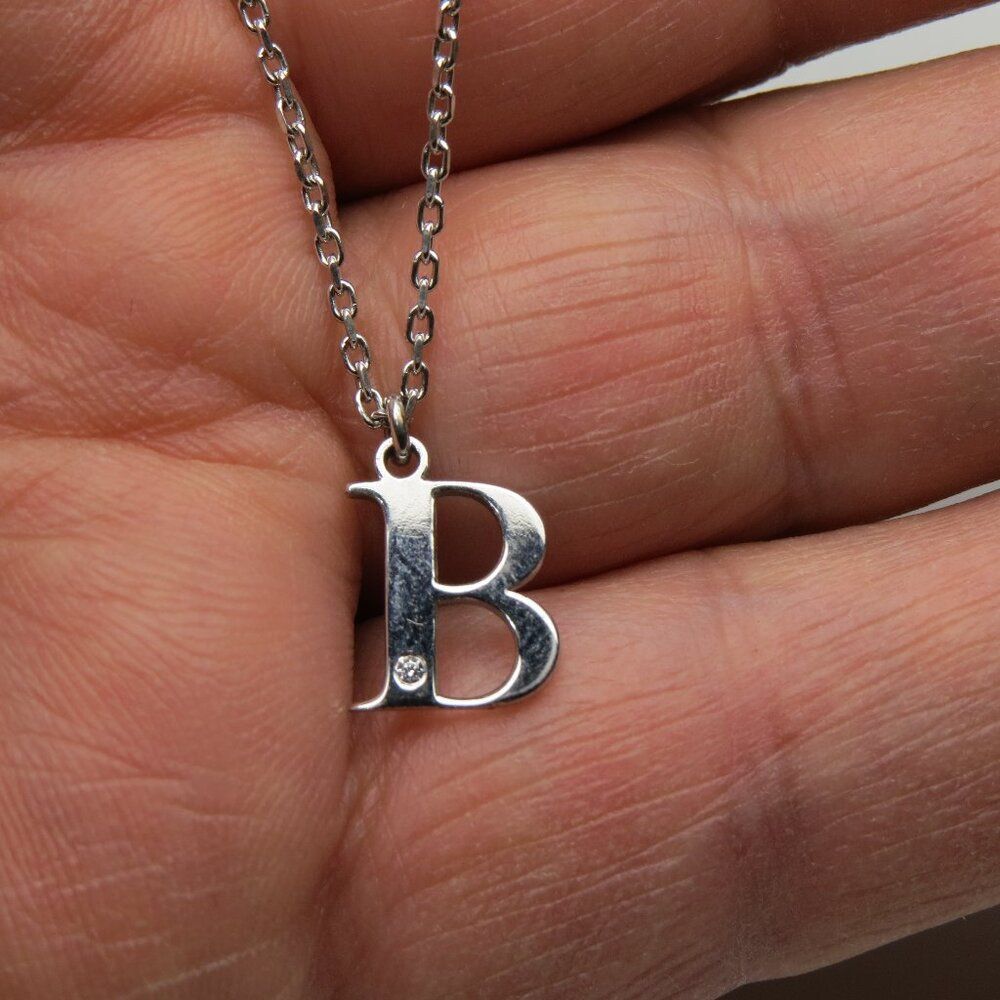 Sterling Silver Initial B Pendant & Necklace